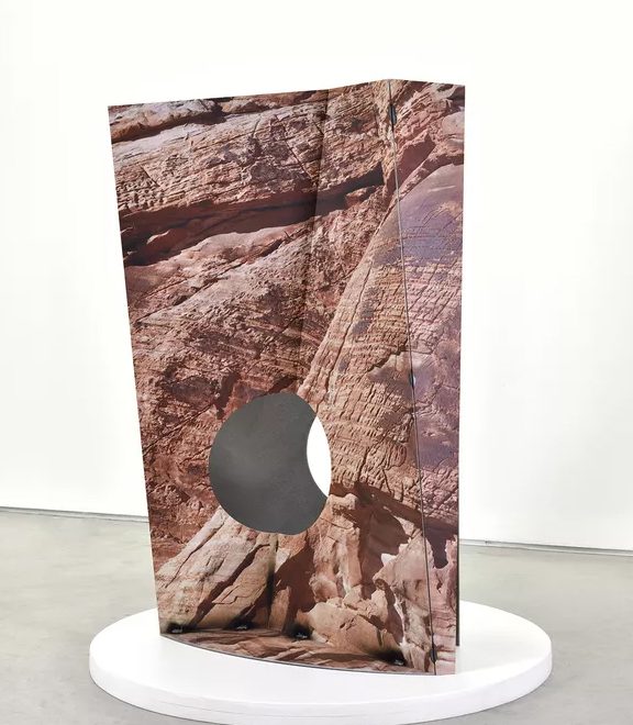 Letha Wilson - Valley of Fire Idaho Craters (Two Holes), 2021, UV prints on steel. - Courtesy of the artist and the Galerie Christophe Gaillard. - © All rights reserved to the artist. - © Photo: Rebecca Fanuele.
