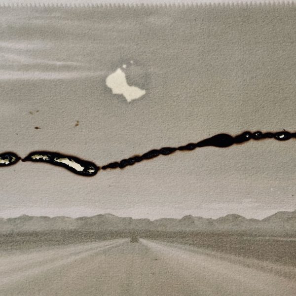 Elise Morin, Sarkis Torossian, Particle Horizon, tirage chibasystem avec pigment naturels performé brûlures solaires / lentille Fresnel, 60 cm x 30 cm, © ADAGP.